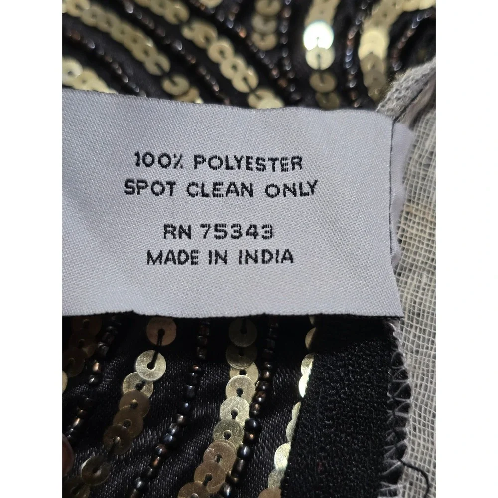 Artistic Accents Gold Sequin Swirl Beaded Black Pillow Cover 16x16 Square Zipper